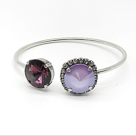 Purple amethyst Swarovski crystal bangle bracelet - Picture 3 of 3